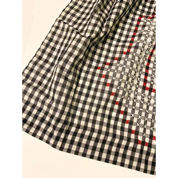 Vintage Black White and Red Checkered Half Apron One Pocket Tie Back - Picture 2 of 12